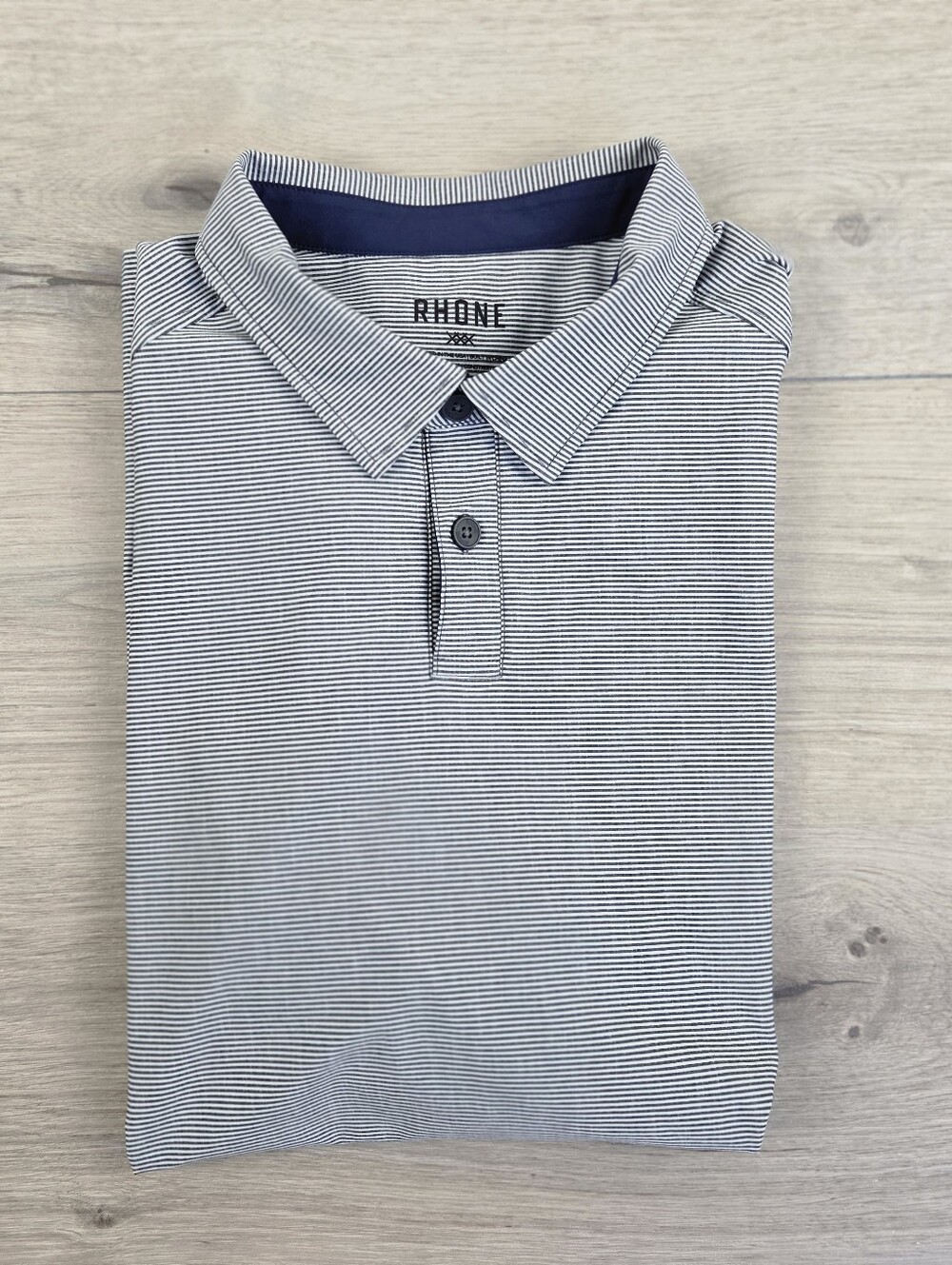 Rhone Performance Polo Shirt Mens Large Multicolor Short Sleeve Striped Stretch